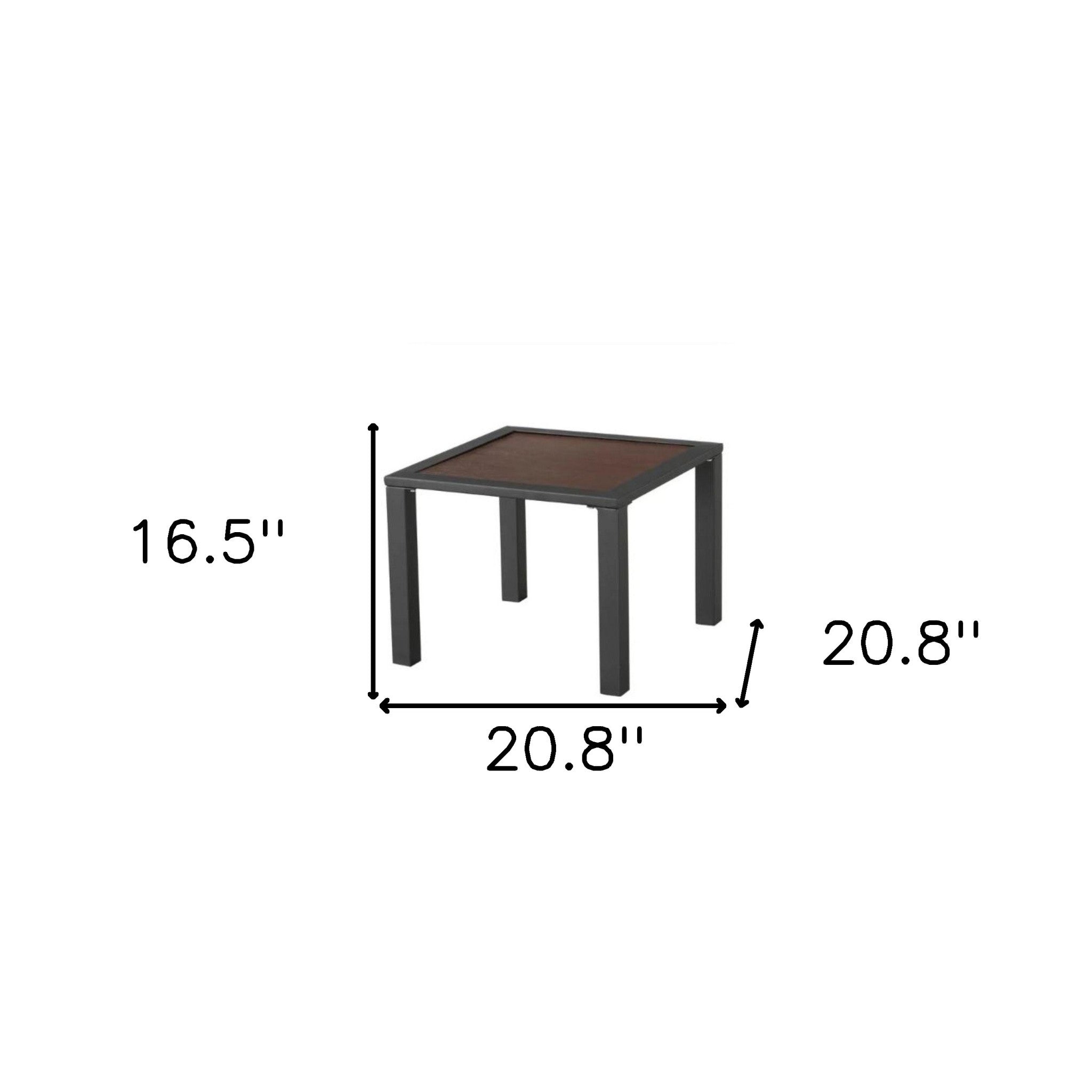 21" Brown and Black Square Metal Outdoor Side Table
