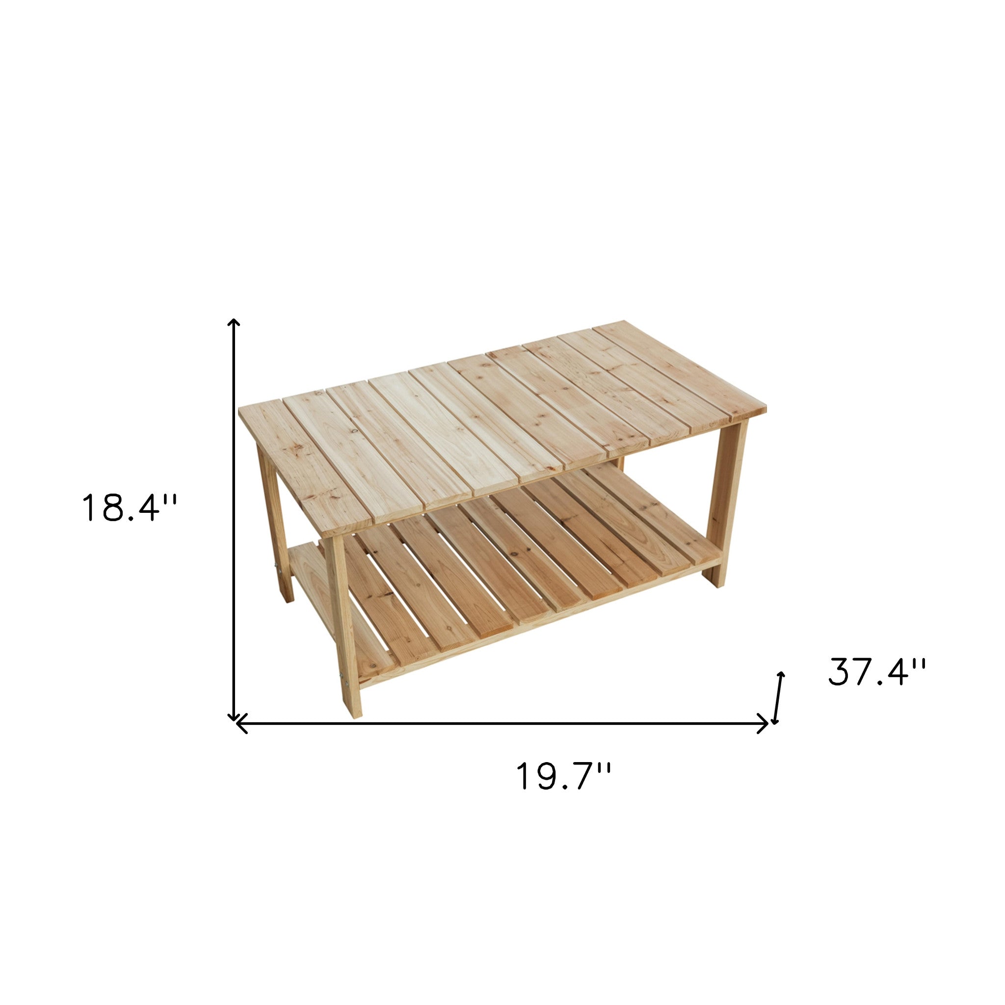 37" Natural Solid Wood Outdoor Coffee Table