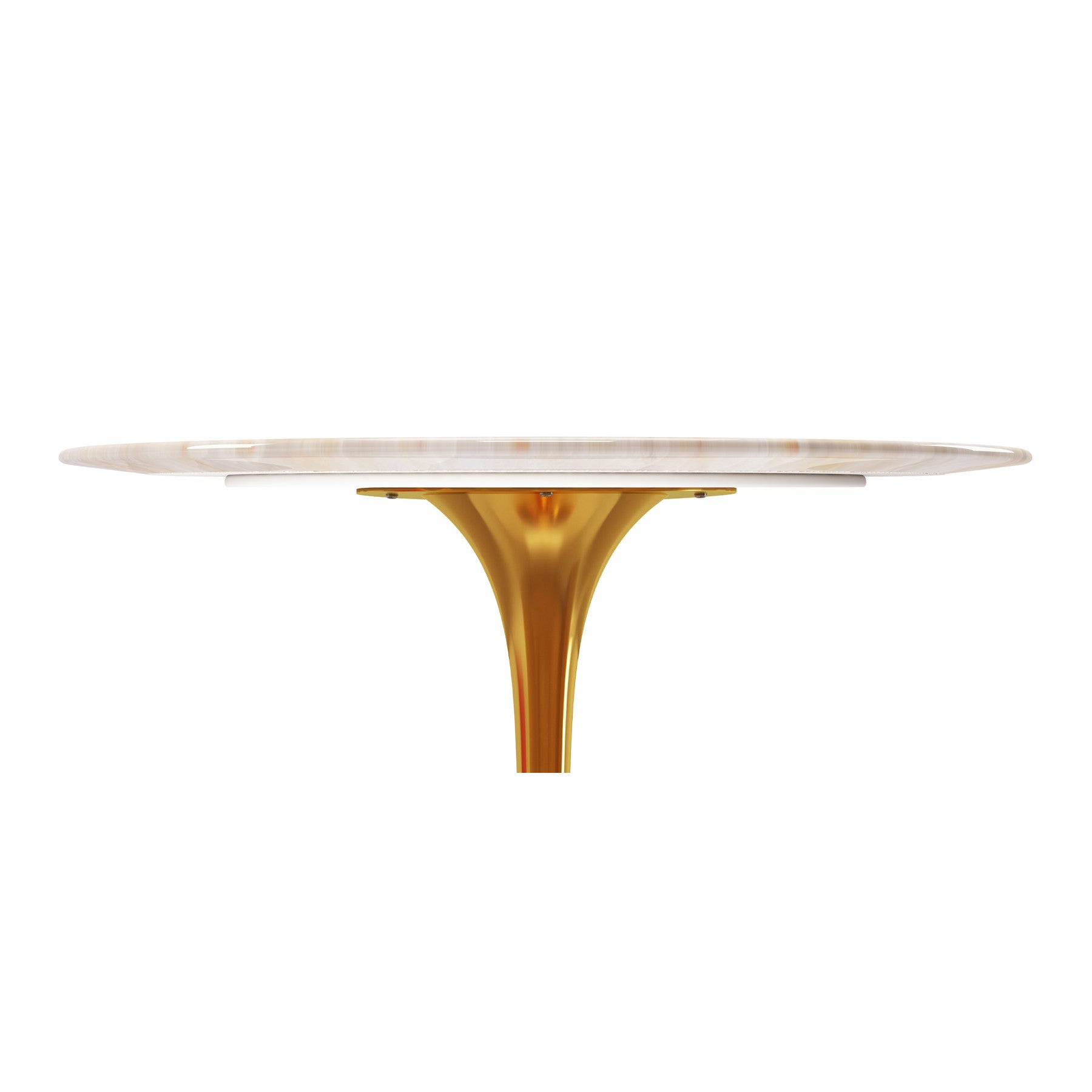 40" White And Gold Marble And Metal Dining Table