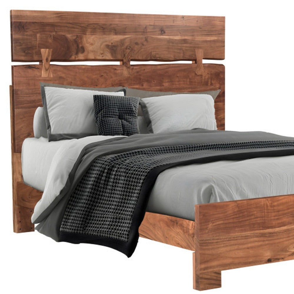 Brown Live Edge Solid Wood Queen Bed