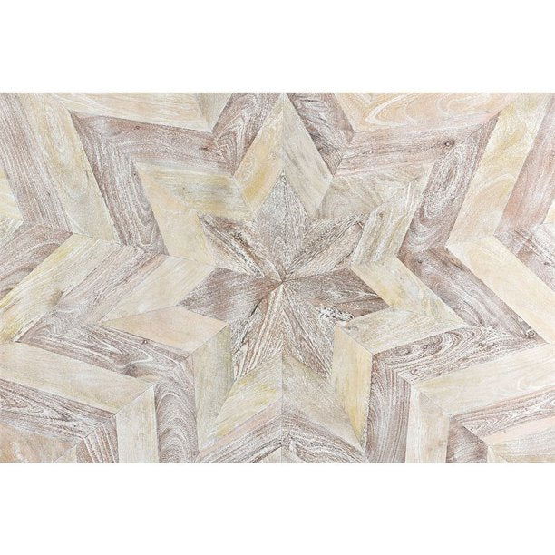 Solid Wood King Geo Star White Bed