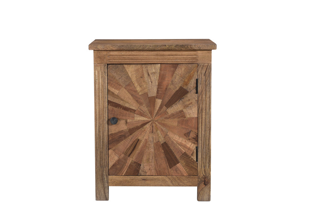 28" Brown Starburst Geometric Solid Wood Nightstand