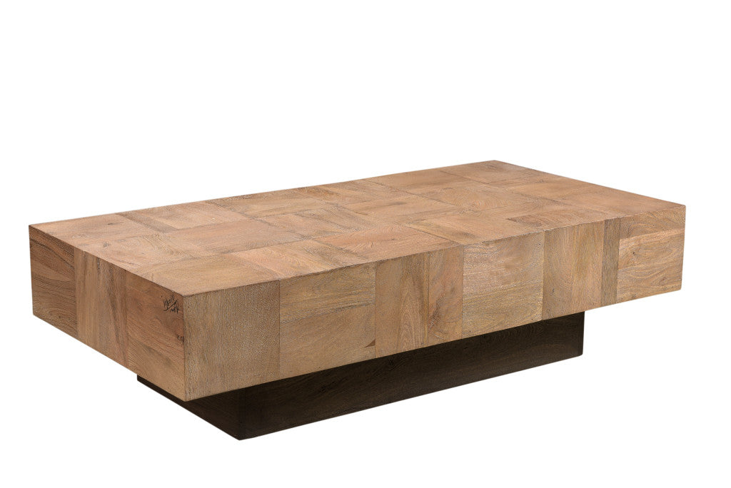 59" Brown And Black Solid Wood Coffee Table