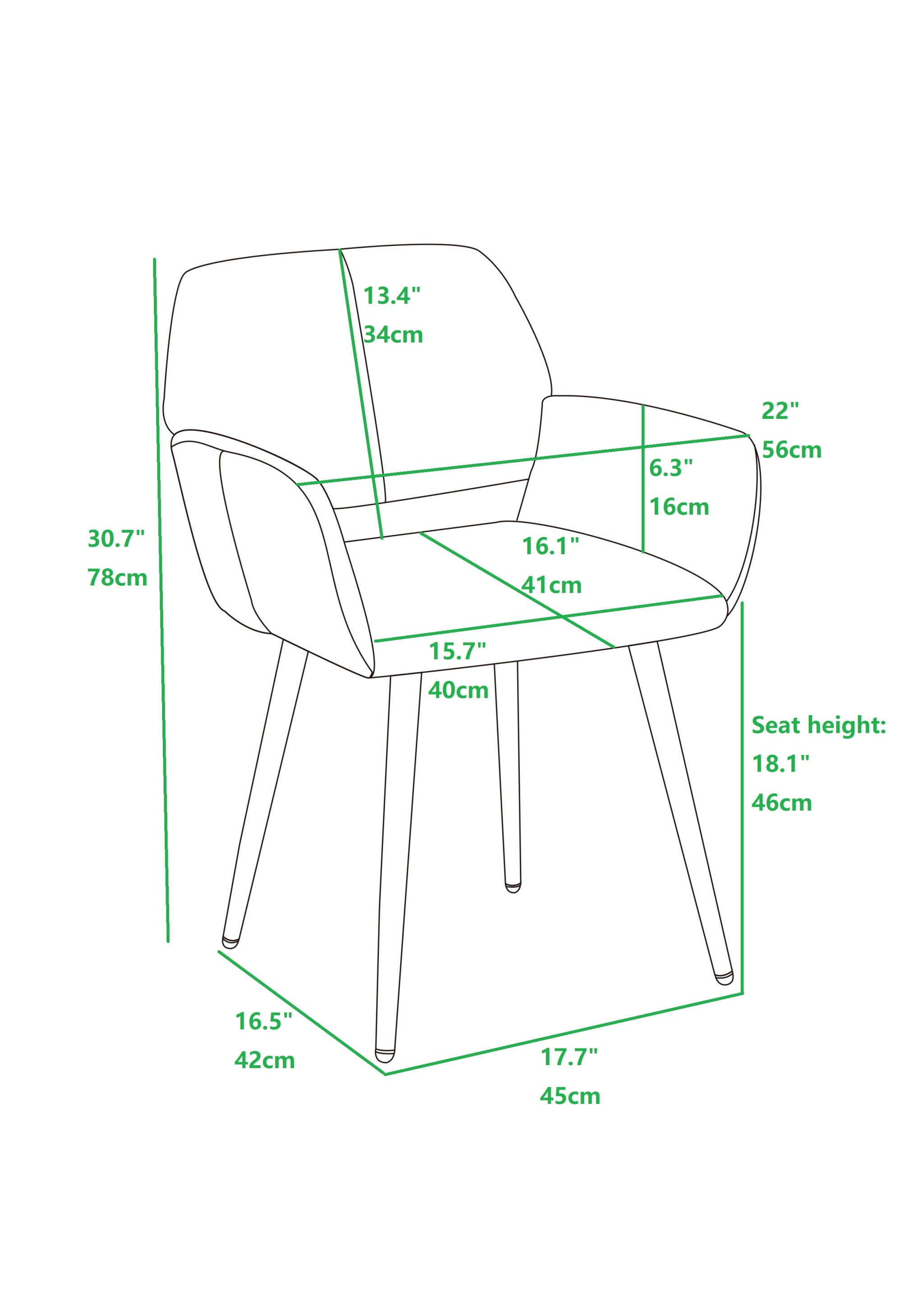 Green Upholstered Velvet Open Back Dining Chair