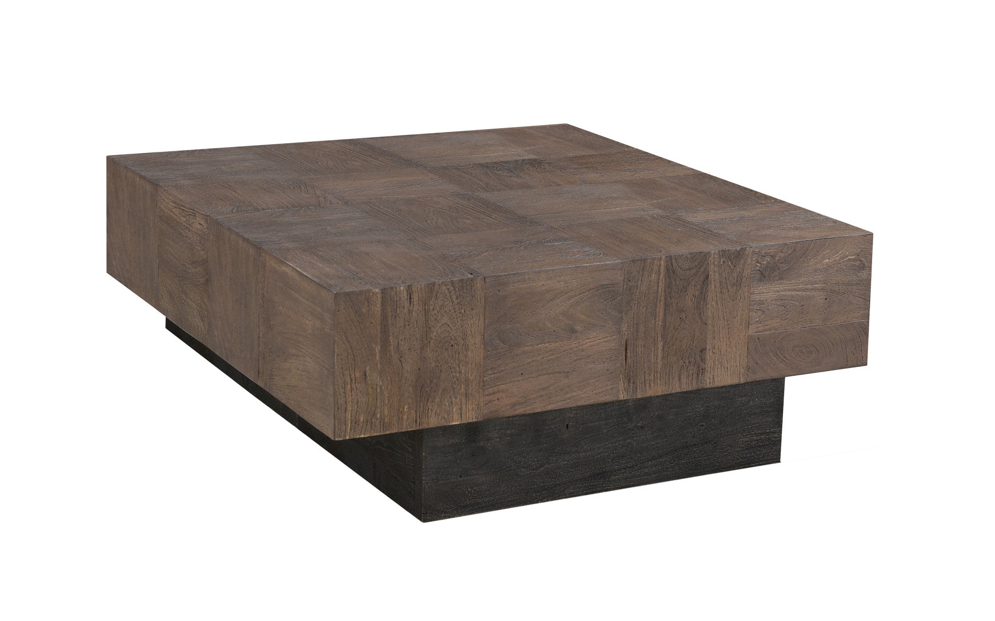 40" Dark Brown And Black Solid Wood Square Coffee Table