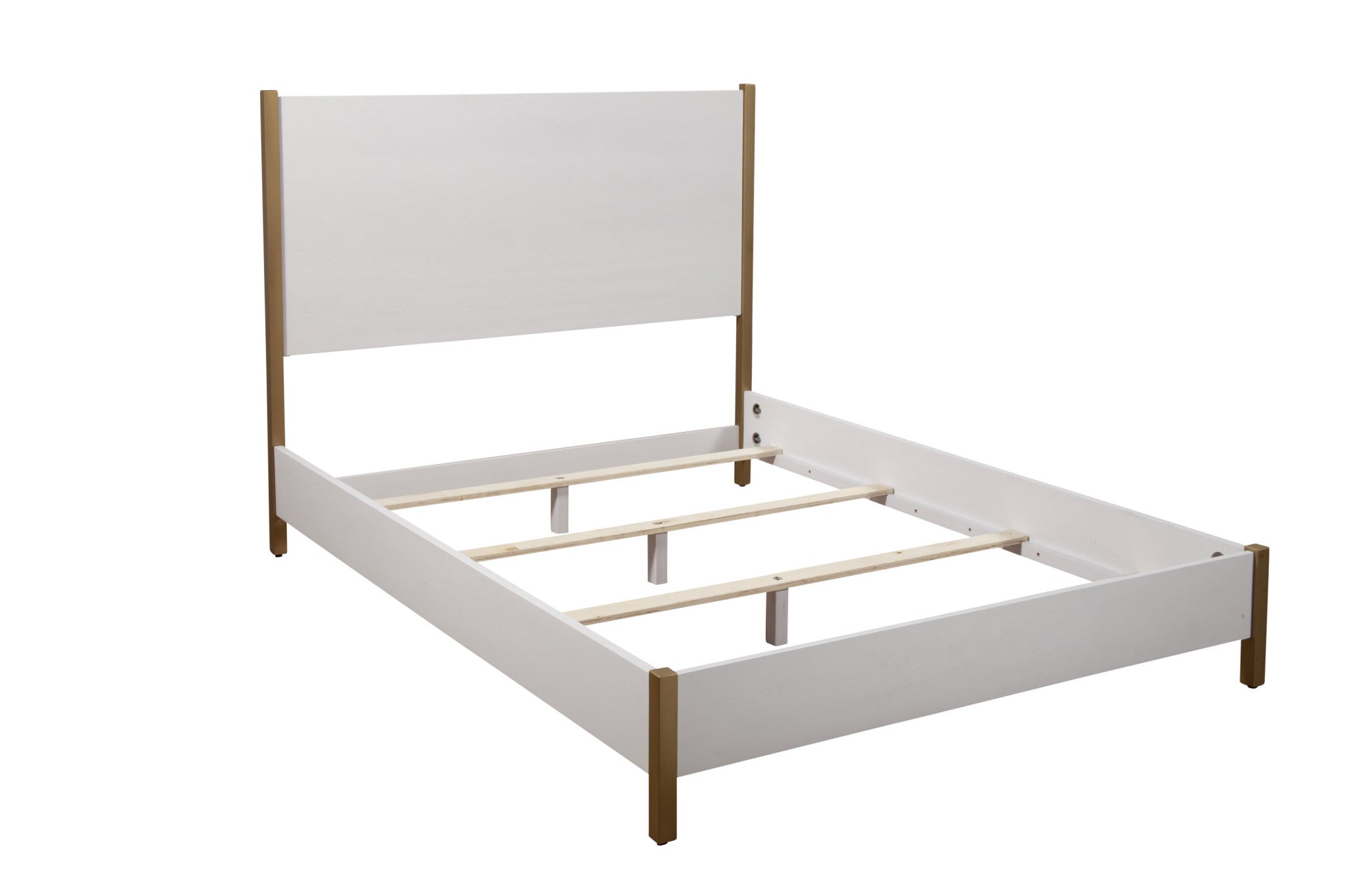 White Solid and Manufactured Wood Queen Bed