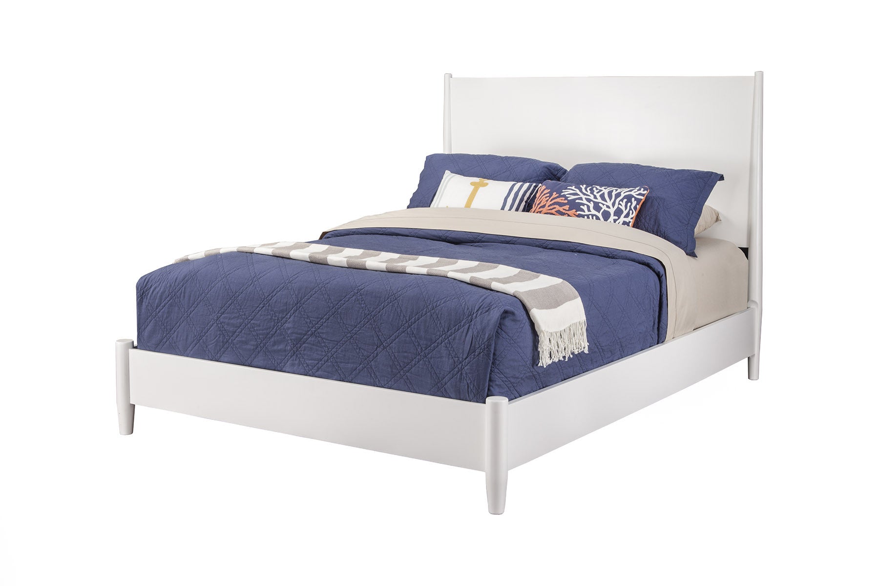 White Solid and Manufactured Wood California King Bed