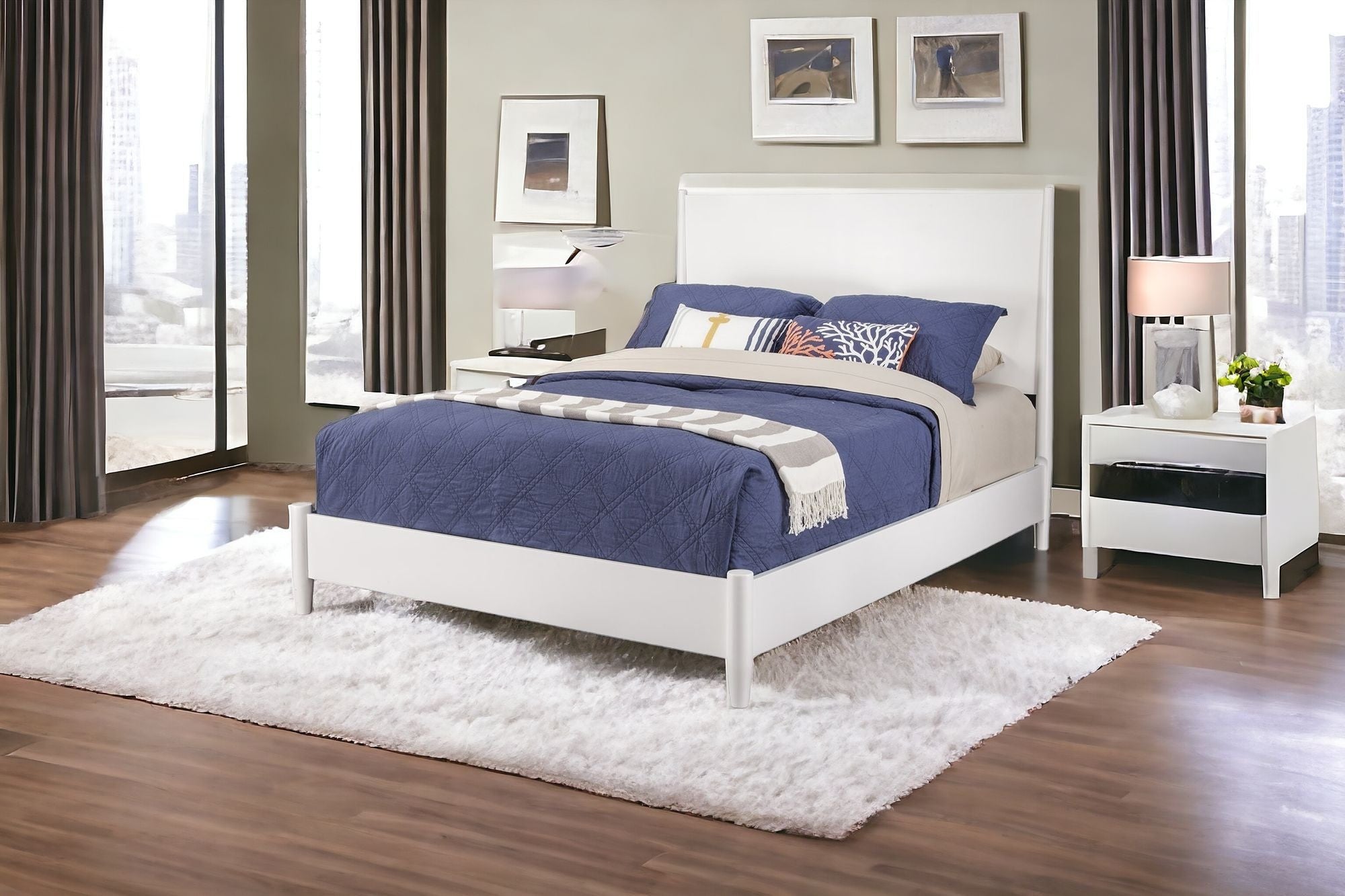 White Solid and Manufactured Wood King Bed