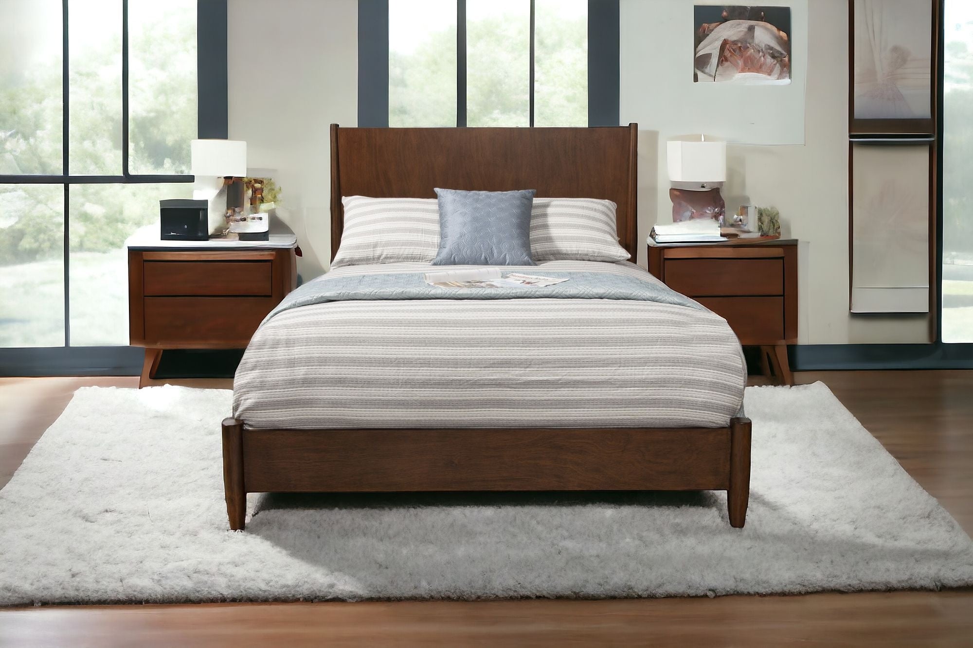 Walnut Solid Wood King Bed Frame