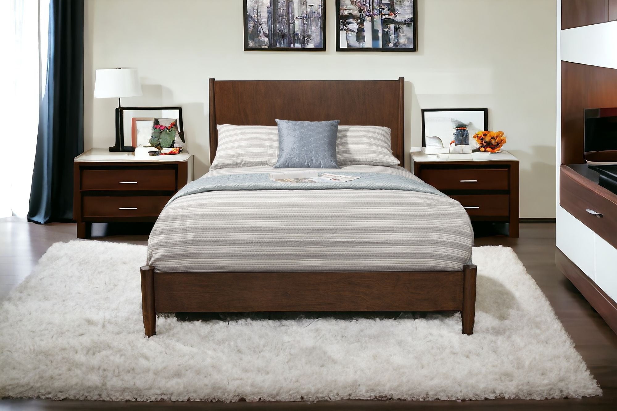 Walnut Solid Wood King Bed Frame