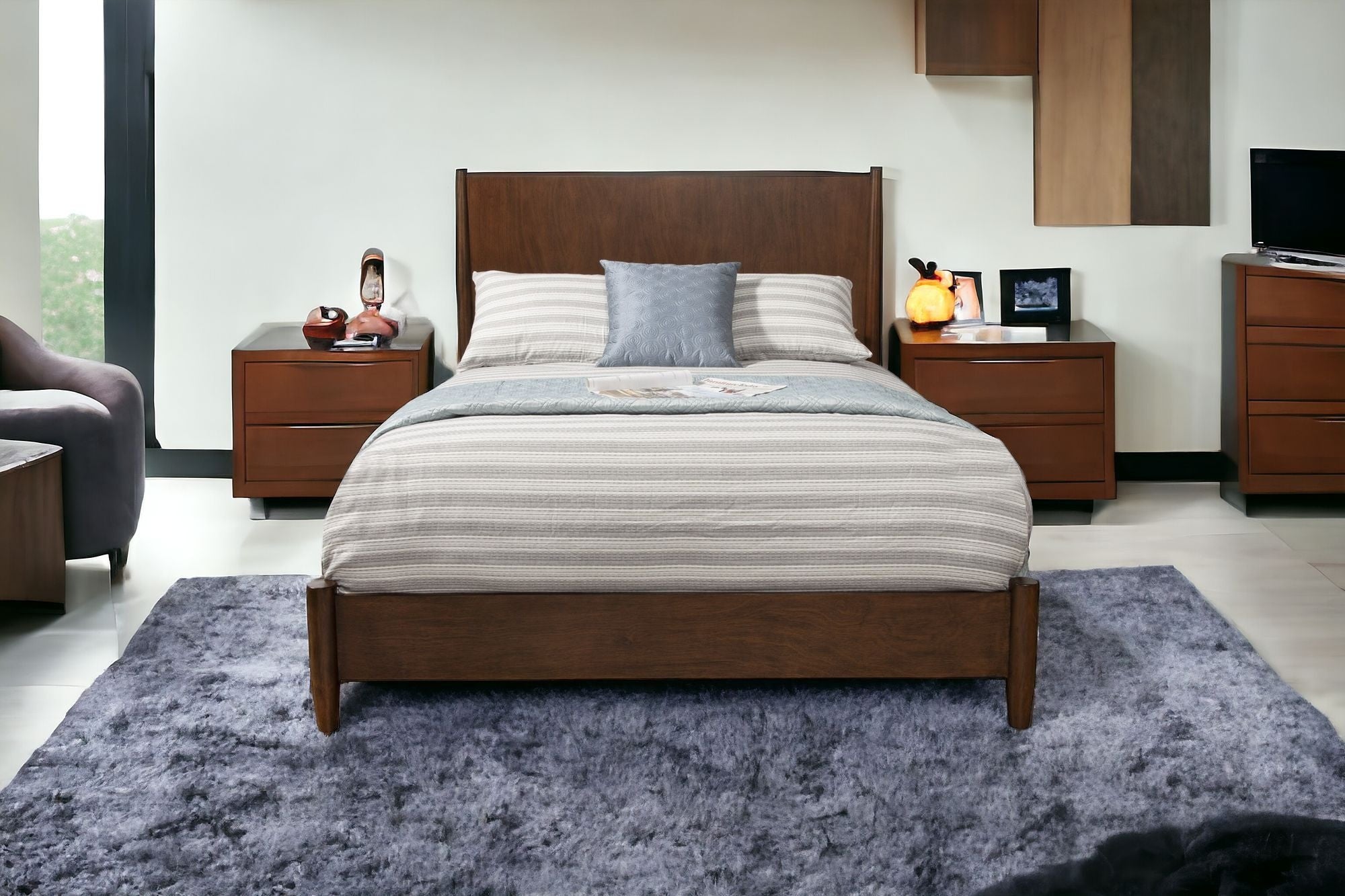 Walnut Solid Wood King Bed Frame