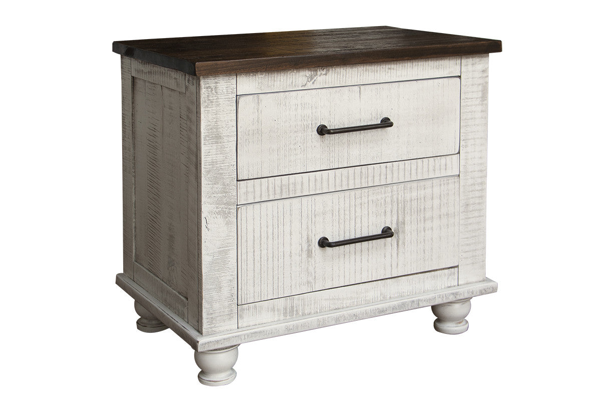 29" White Two Drawer Nightstand