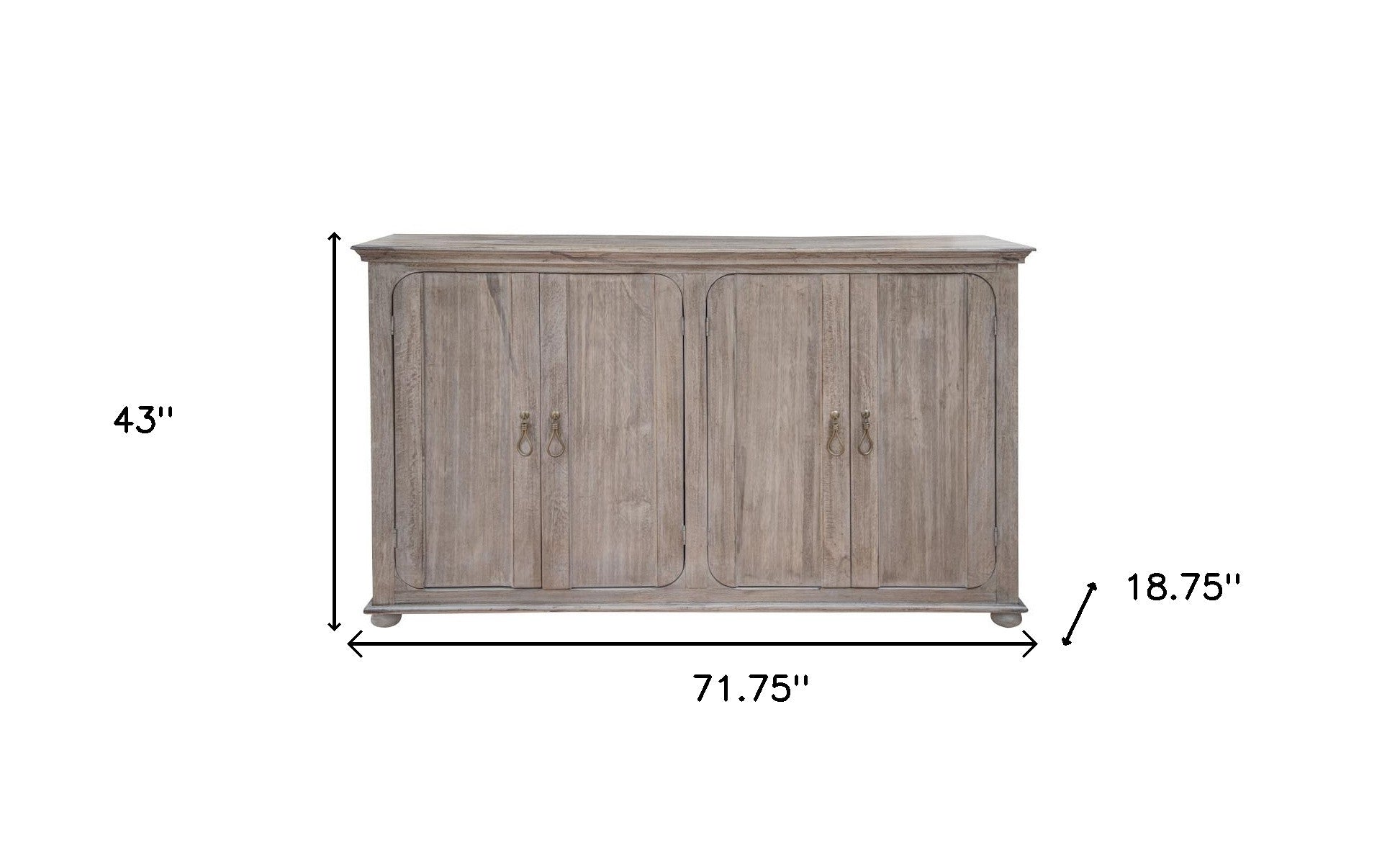 72" Sand Solid and Manufactured Wood Distressed Credenza