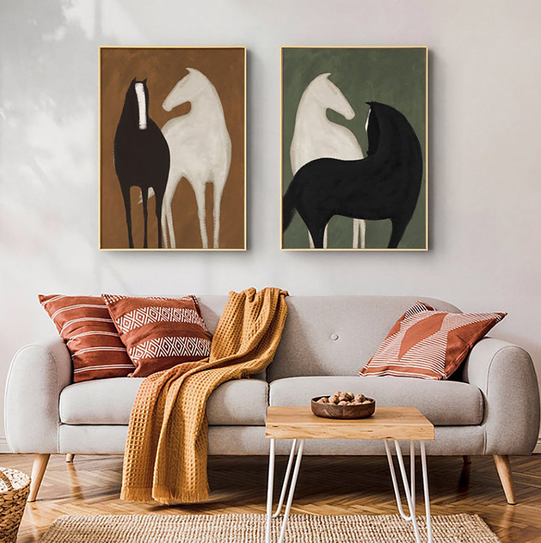 Black and White Fabric Horse Wall Decor