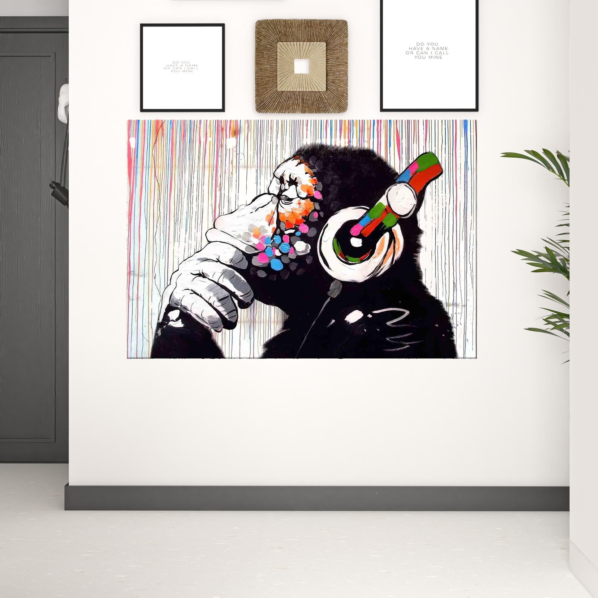 Black and White Fabric Monkey Wall Decor