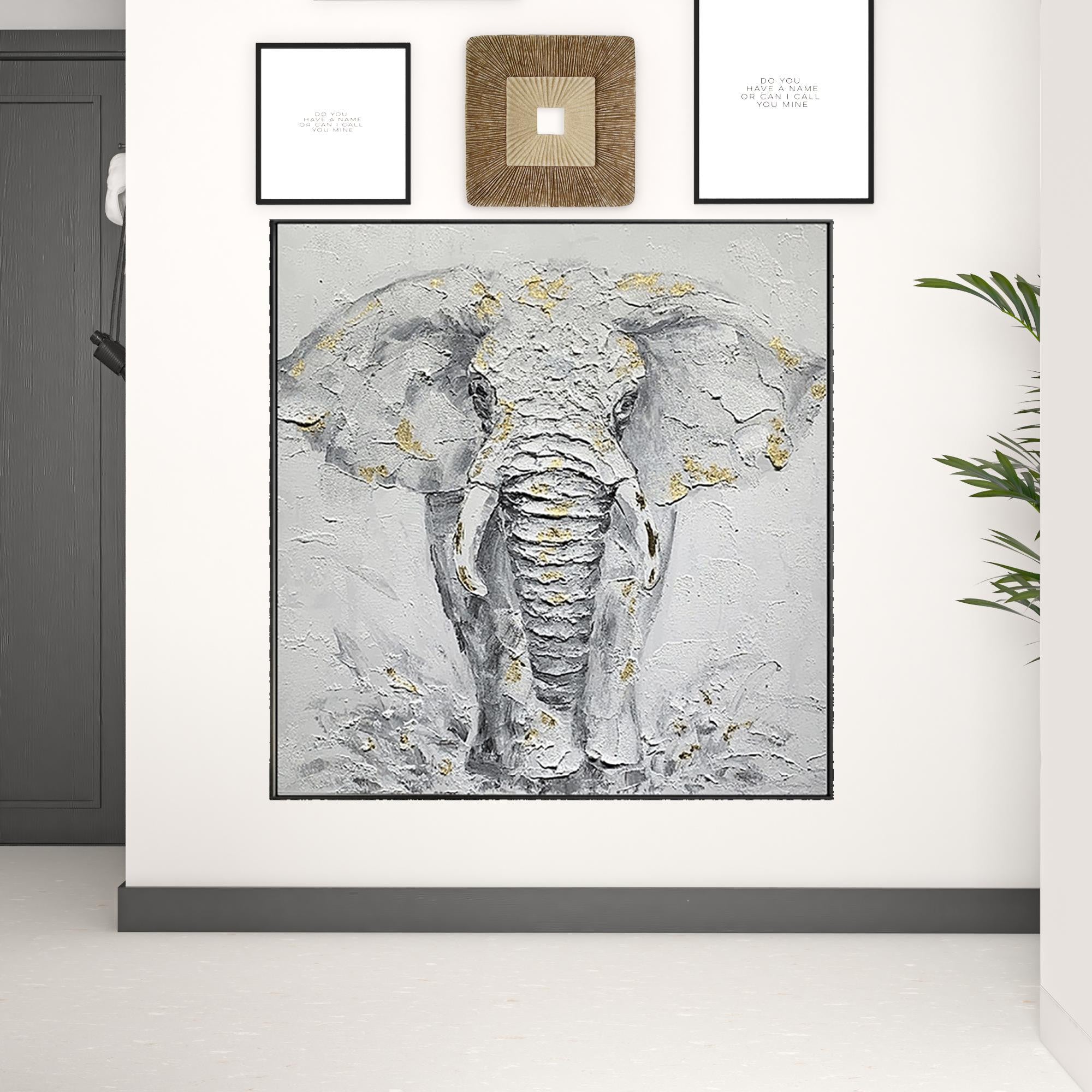 Black and White Fabric Elephant Airplane Wall Decor