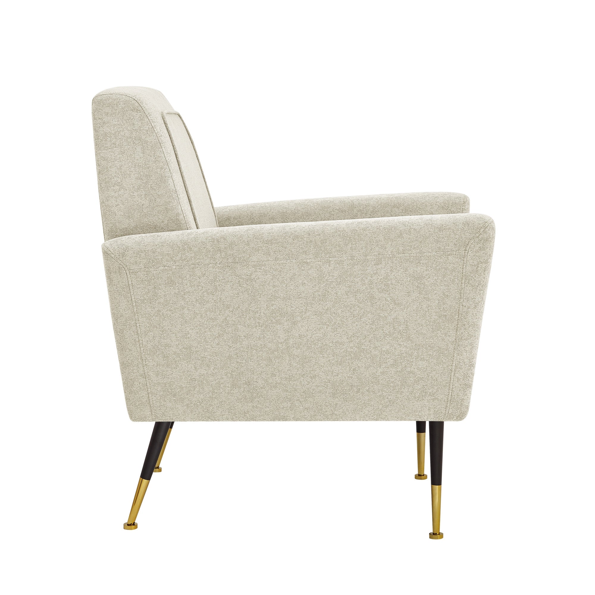 32" Dark Gray And Gold Linen Arm Chair