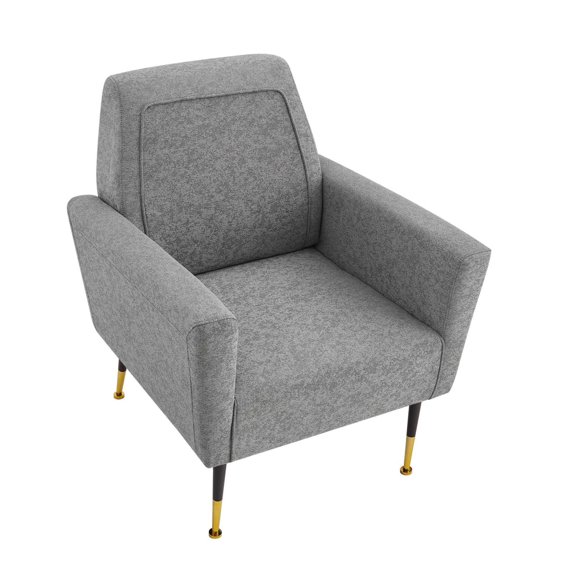 32" Gray And Gold Velvet Arm Chair
