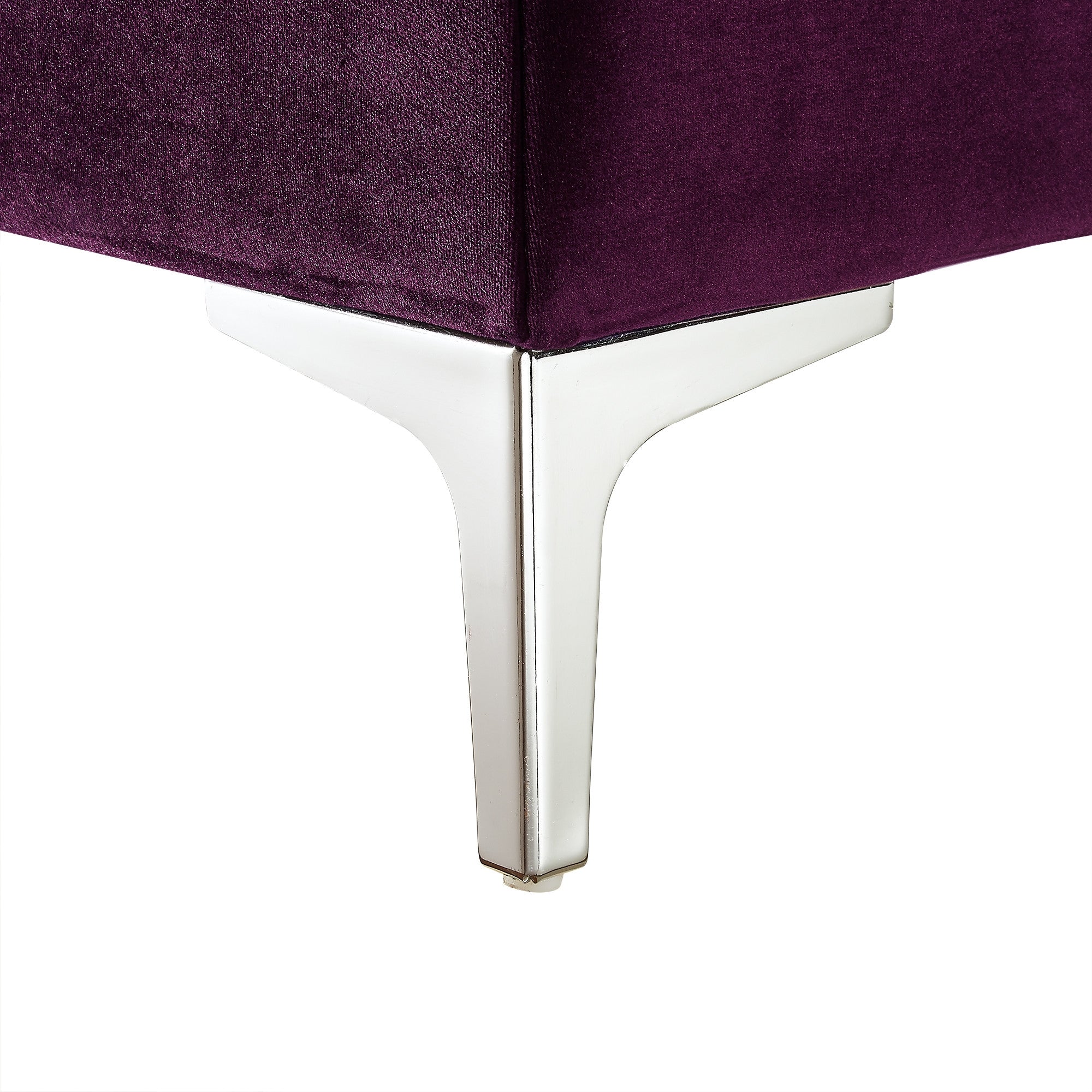 35" Purple And Silver Velvet Tufted Club Chair