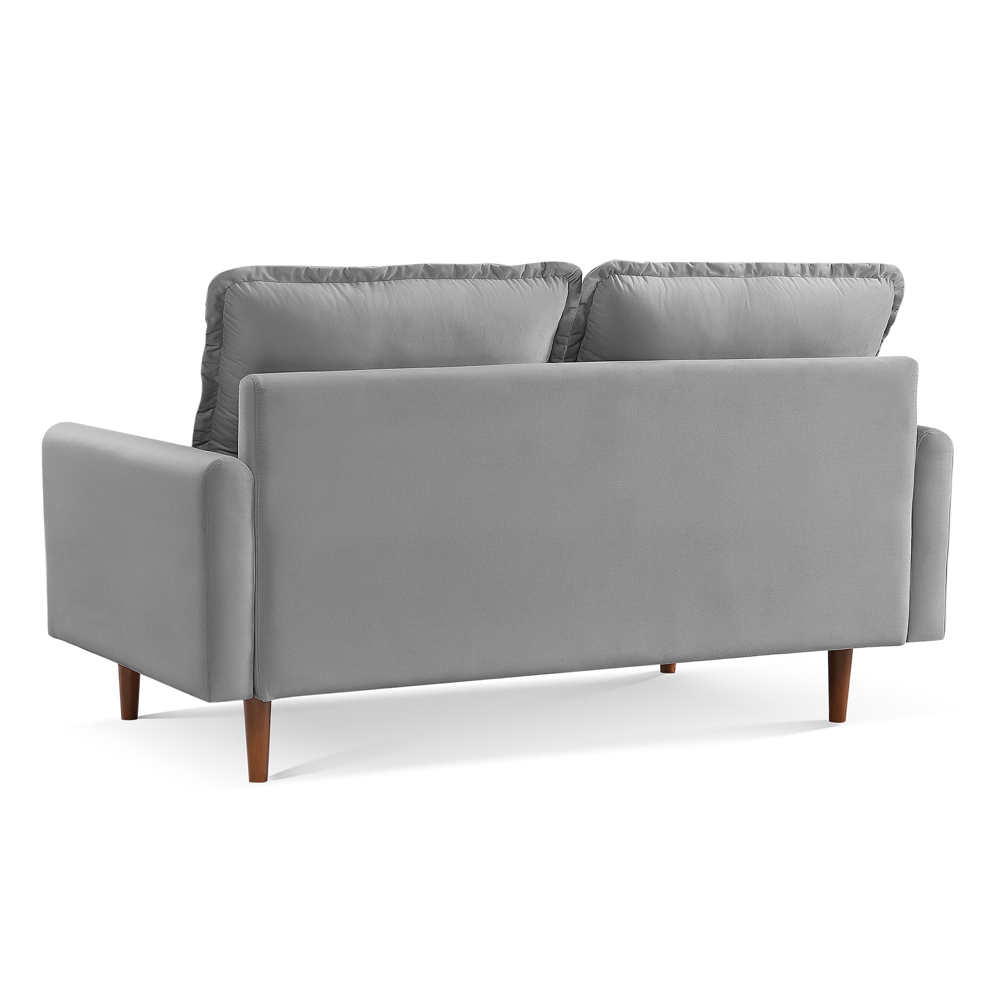 69" Gray Velvet and Dark Brown Sofa