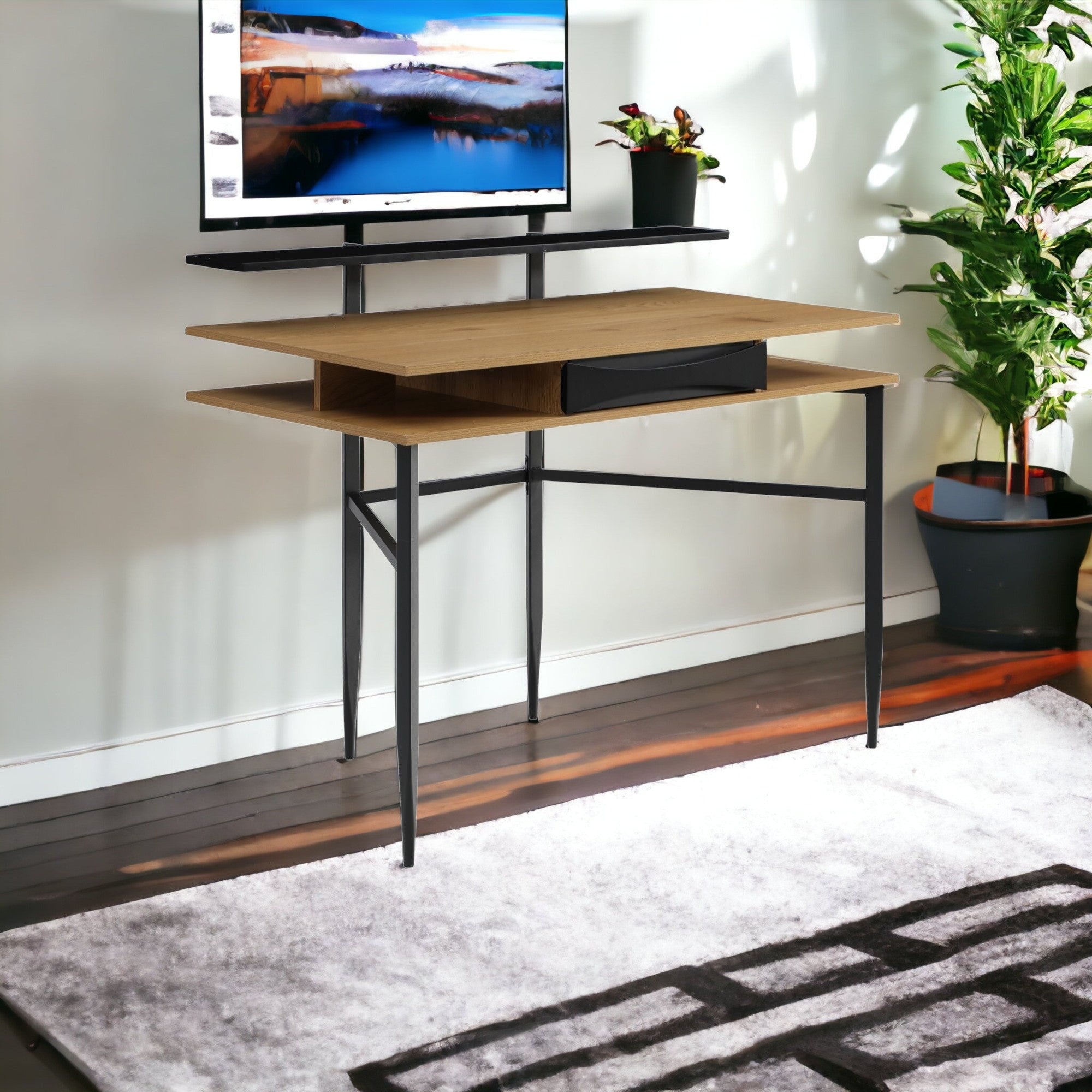 43" Gray and Black Writing Desk