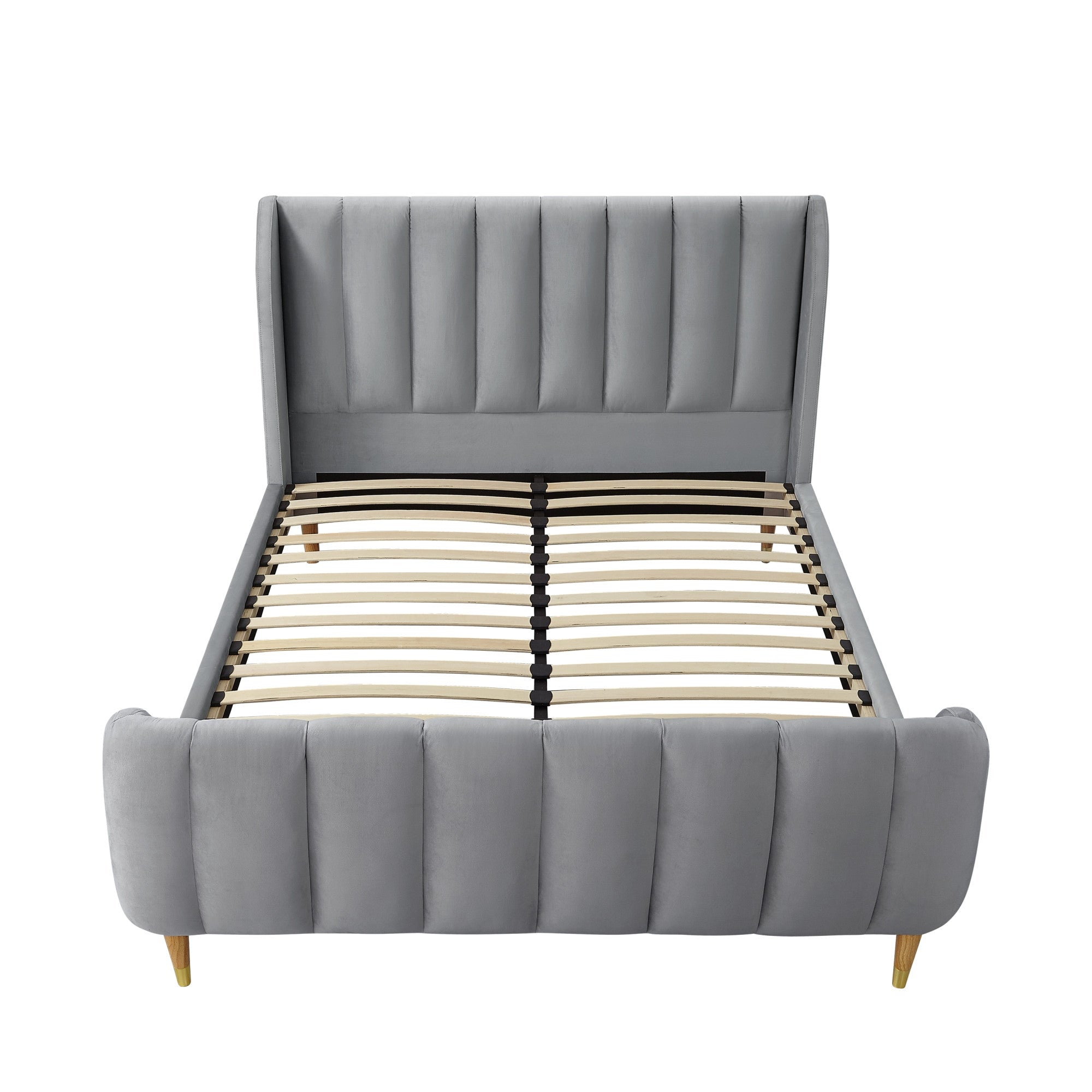 Black Solid Wood King Tufted Upholstered Velvet Bed