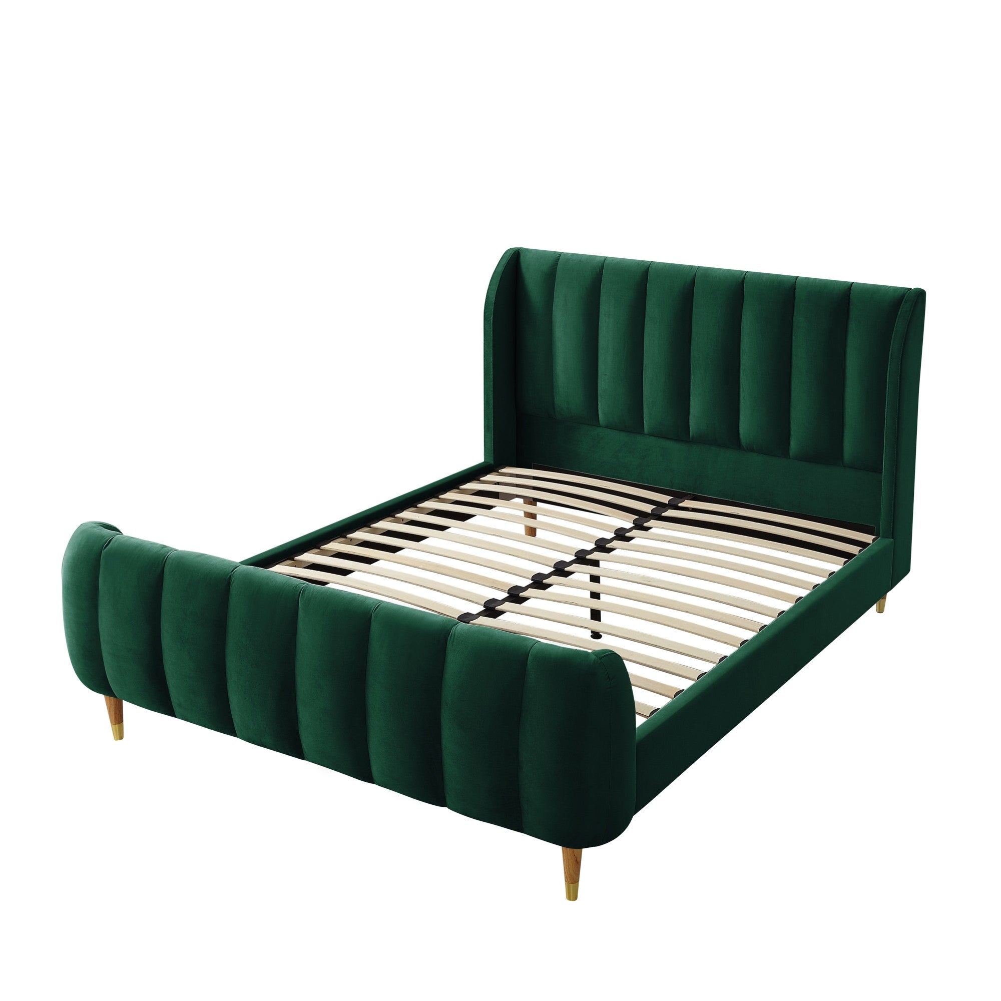 Black Solid Wood King Tufted Upholstered Velvet Bed