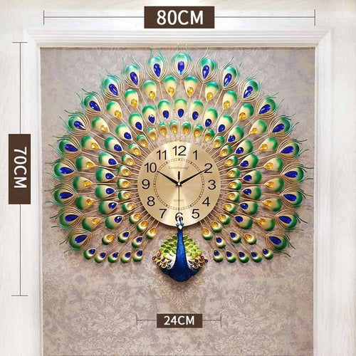 Peacock Feather Brass Wall Clock, Size: 200x200x45mm (lxwxh) at Rs