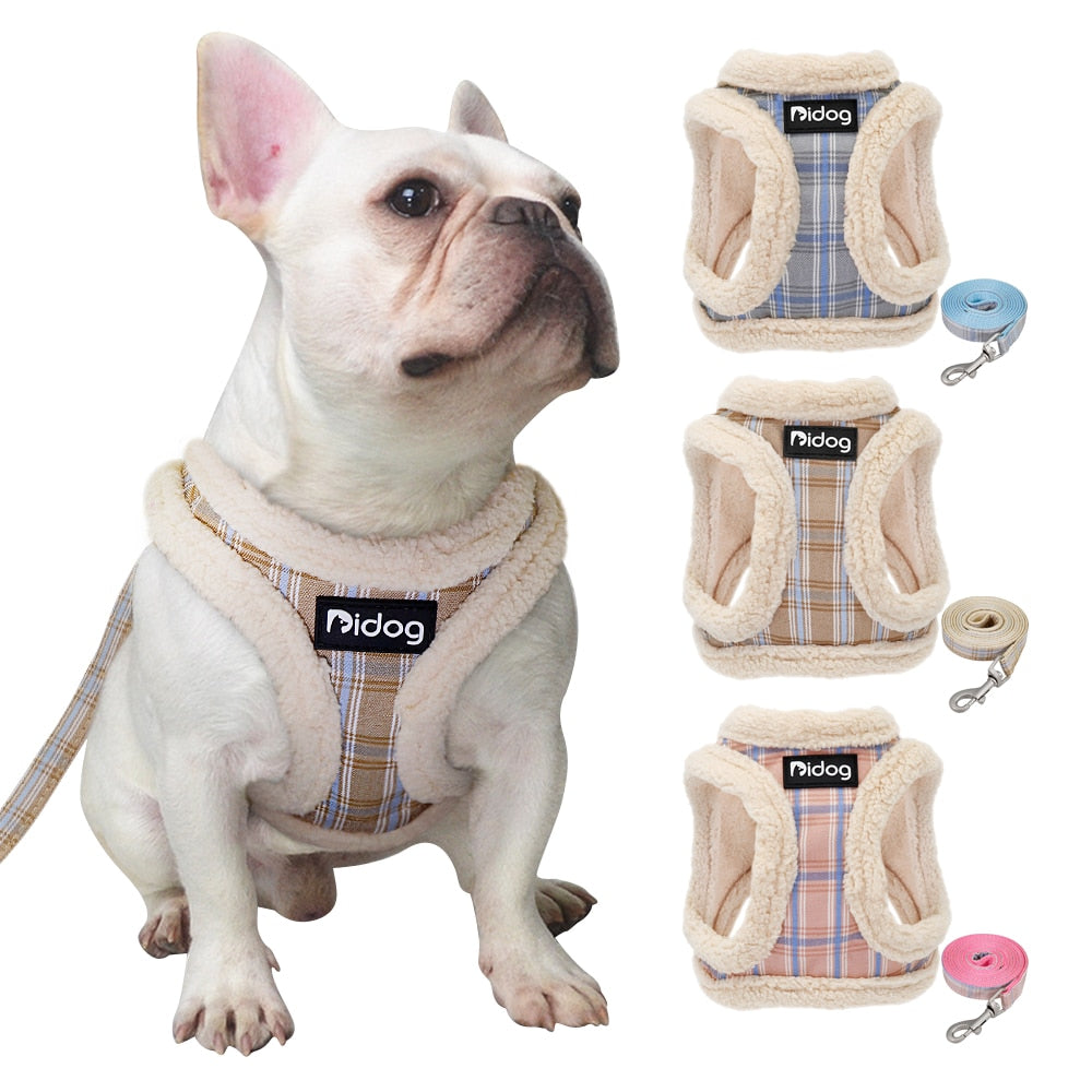 Small Dog Cotton Winter Harness Vest and Leash Set - 99FAB