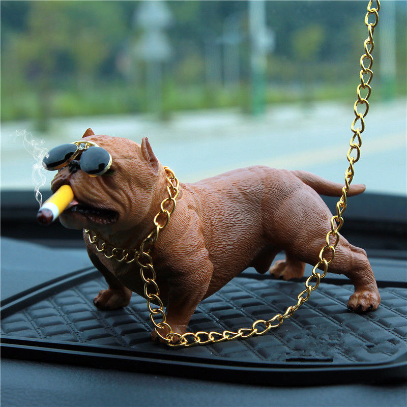 Car Bully Pitbull Dog Decoration Creative Car Interior Simulation Dog Ornaments
