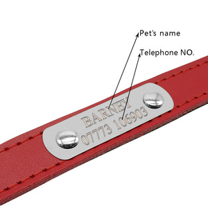 Leather Personalized Dog Collars Custom Pet Name ID Collar Free Engraving - pet - 99fab.com