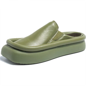 Heavenly Comfort Women Leather Closed Toe Sandals Heels Mules