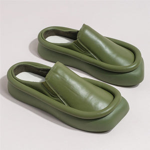 Heavenly Comfort Women Leather Closed Toe Sandals Heels Mules
