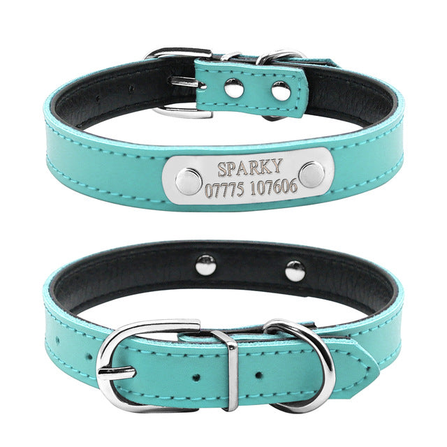 Exotic Custom Dog Collars PU Leather Personalized Pet Name ID