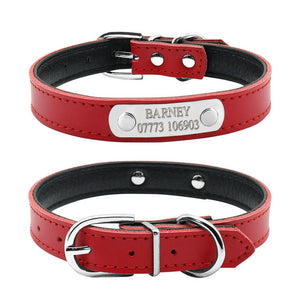 Leather Personalized Dog Collars Custom Pet Name ID Collar Free Engraving - pet - 99fab.com
