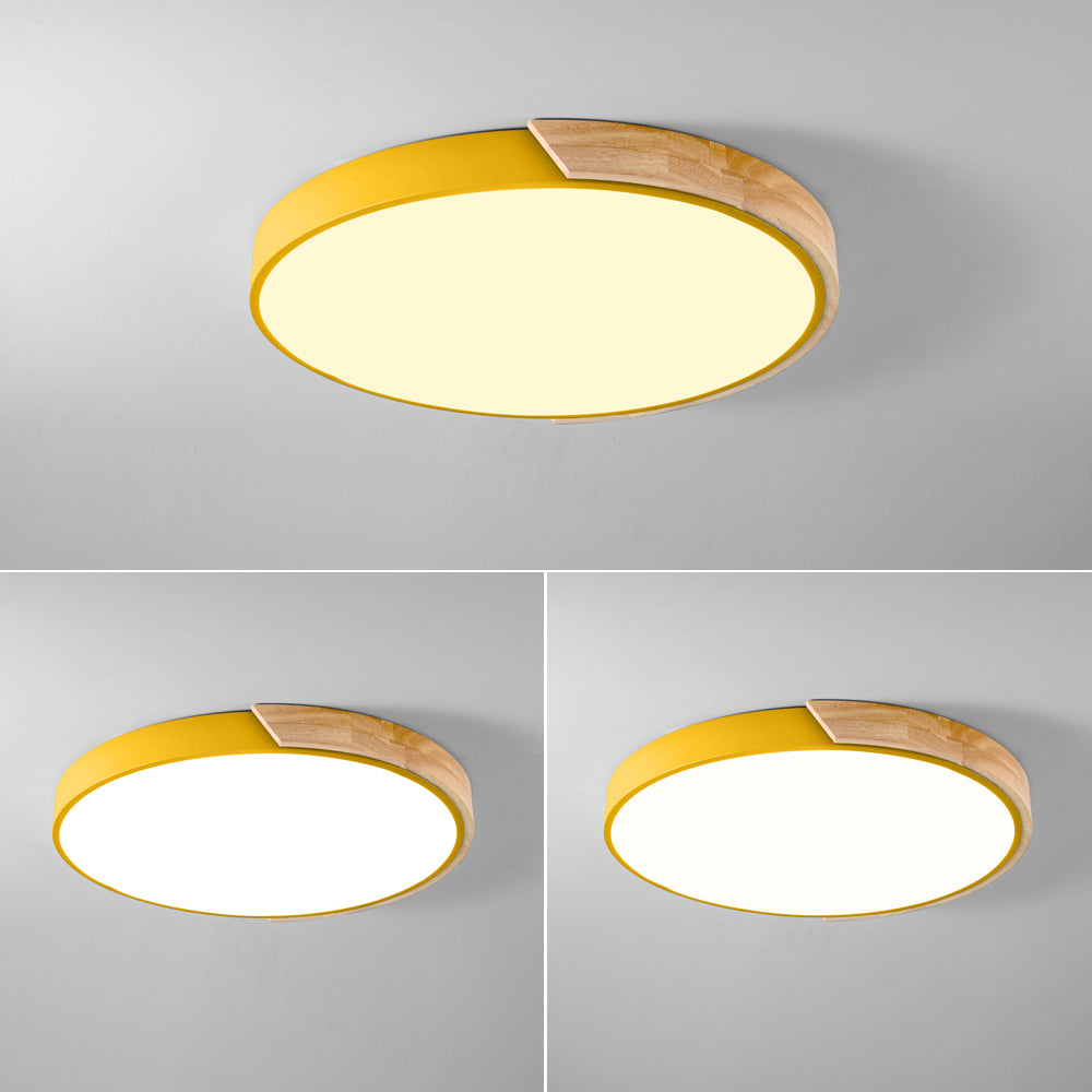 Nordic Modern Colorful Wood led Ceiling Lights Bedroom Round thin Lighting lamparas - ceiling lights - 99fab.com